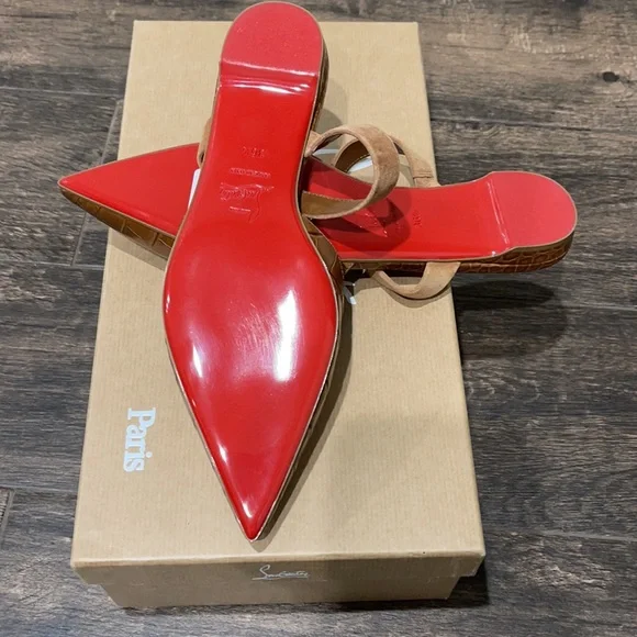 CHRISTIAN LOUBOUTIN Choc Lock croc-effect leather slippers BNIB 36.5 - Picture 10 of 10